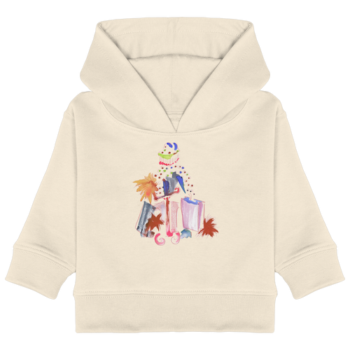 Organic Baby Hoodie mit originalem Aquarellmotiv von Nikolas Müller - My friend, the unknown artist